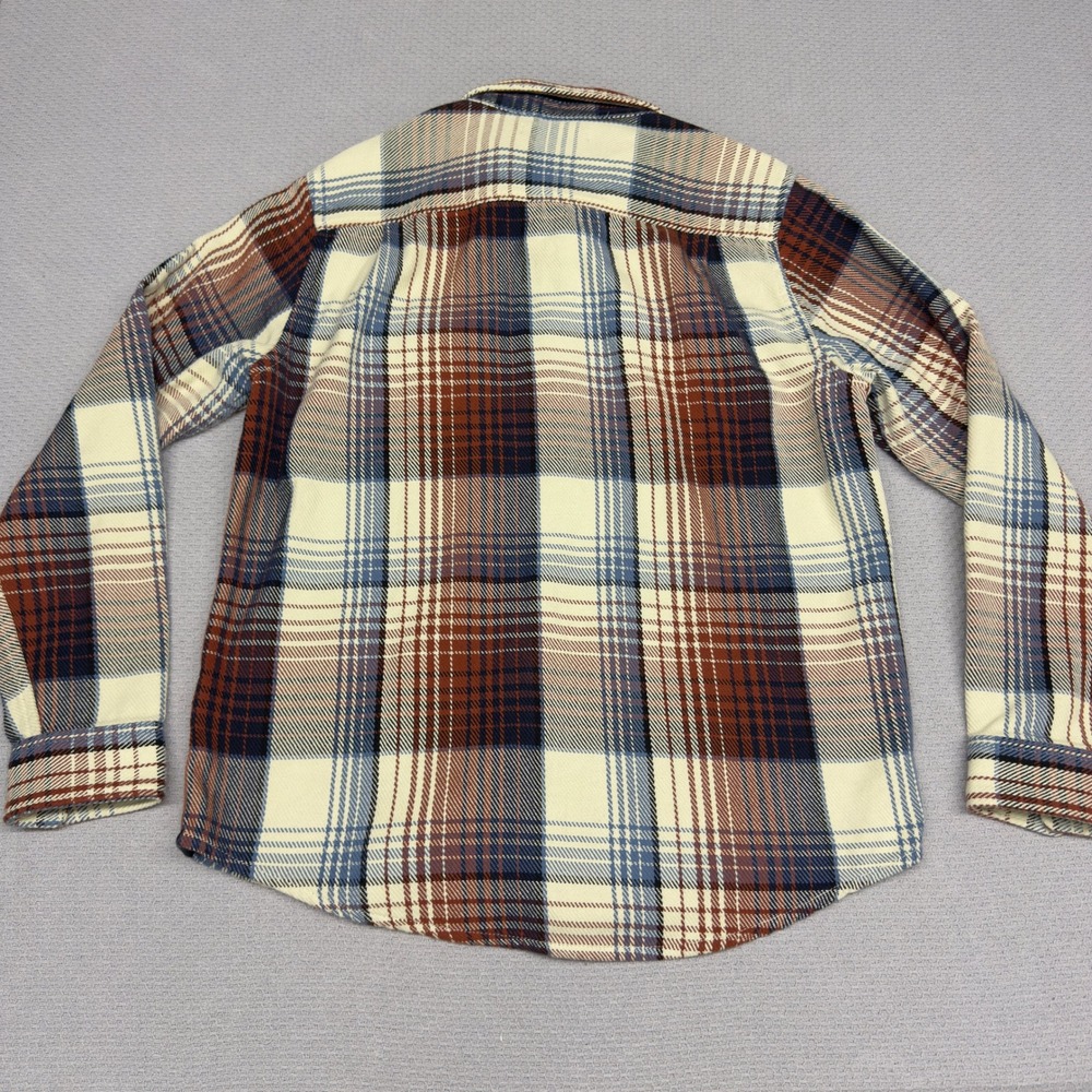Outerknown Blanket Shirt Mens XL Organic Cotton Plaid Button Down Brown Blue - Picture 2 of 7